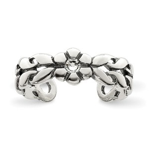 Black Bow Jewelry Antiqued Flower Toe Ring in Sterling Silver - 1 of 4