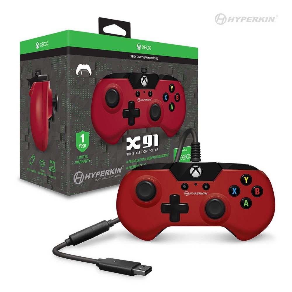UPC 813048018223 product image for Hyperkin X91 90s-Style Controller for Xbox One and Windows 10 - Red | upcitemdb.com