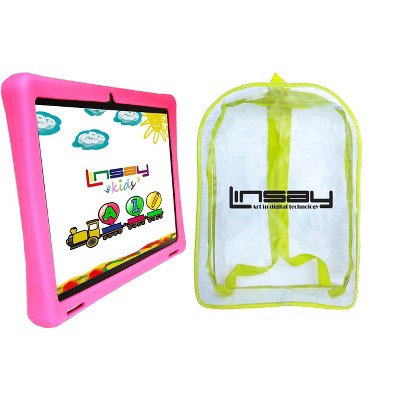 LINSAY 10.1"Octa Core 128GB Storage Android 14 Tablet with Blue Kids Defender Case and Back Pack