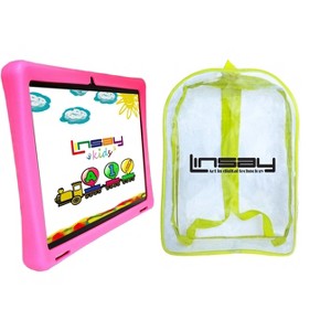 LINSAY 10.1"Octa Core 128GB Storage Android 14 Tablet with Blue Kids Defender Case and Back Pack - 1 of 4