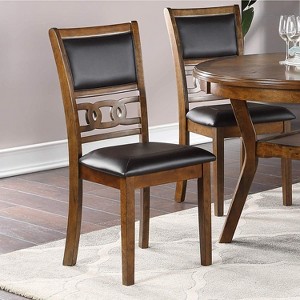 Okak Vintage Upholstered Dining Chairs Set of 2, Solid Rubberwood Kitchen Side Chairs with Unique Back for Dining/Living Room - 1 of 4