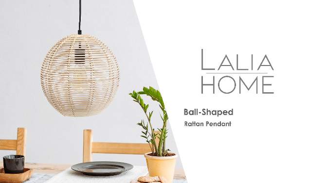 Ball Shaped Rattan Pendant Light Beige - Lalia Home, 2 of 11, play video