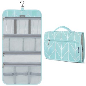 PAVILIA Hanging Toiletry Bag Women Men, Travel Kit Foldable Waterproof Organizer, Roll up Cosmetics Makeup Essentials Jewelry Case - 1 of 4