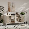 58.6" Farmhouse Accent Cabinet with Rustic Sliding Doors & Ample Storage for Living Room,Dining Room,TV Stand-Baofuwish - 2 of 4