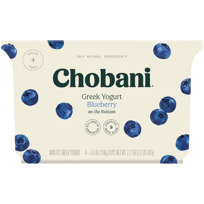 Chobani Blueberry on the Bottom Nonfat Greek Yogurt - 4ct/5.3oz Cups