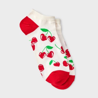 Women's Cherries Valentine's Day Low Cut Socks - Cream/Red 4-10