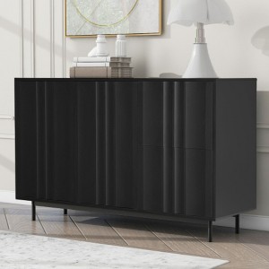 Wave Pattern Storage Cabinet with 2 Doors and 2 Drawers, Adjustable, Suitable for Study,Entrance and Living Room - 1 of 4