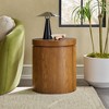 Modern Contemporary Round Solid Wood Veneer Side Table with Storage - 4 of 4