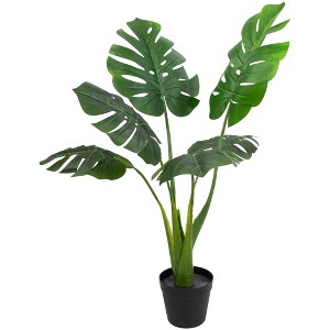 Northlight 35" Green Wide Leaf Monstera Artificial Potted Plant - 1 of 4