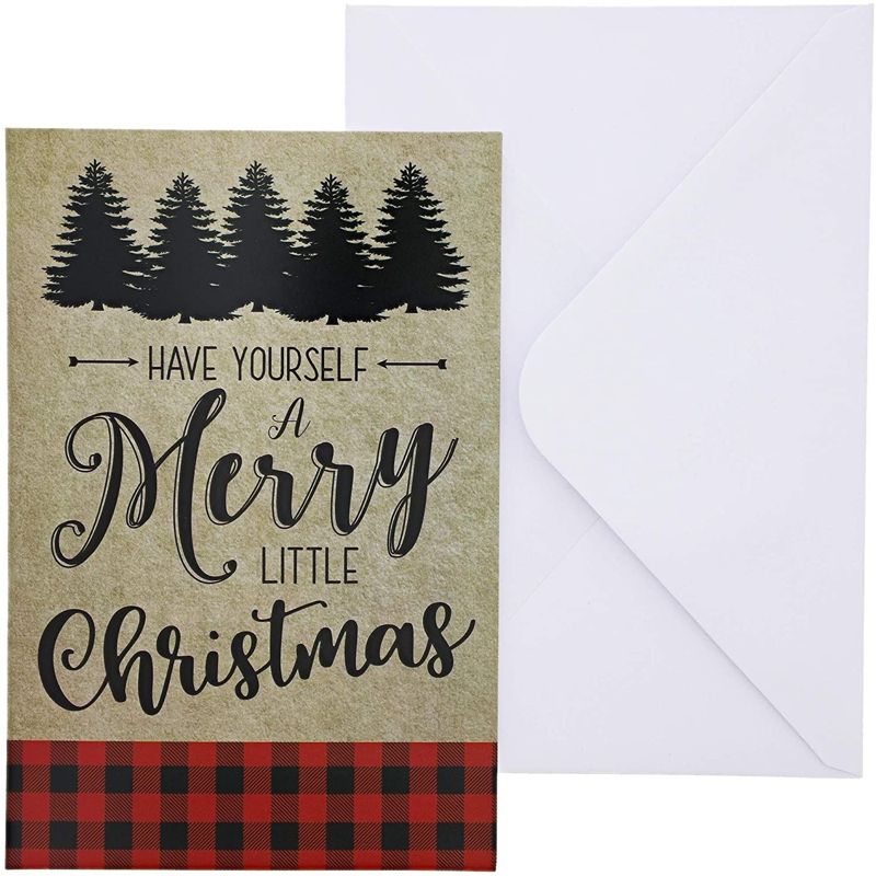 Sustainable Greetings 48-Pack Merry Christmas Greeting Cards with Envelopes, Red Plaid Design (4 x 6 In), 2 of 6