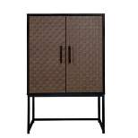 Arina 2 Door Leatherette With Bands Weaving vision High Accent Cabinet With Adjustable Shelf - The Pop Maison