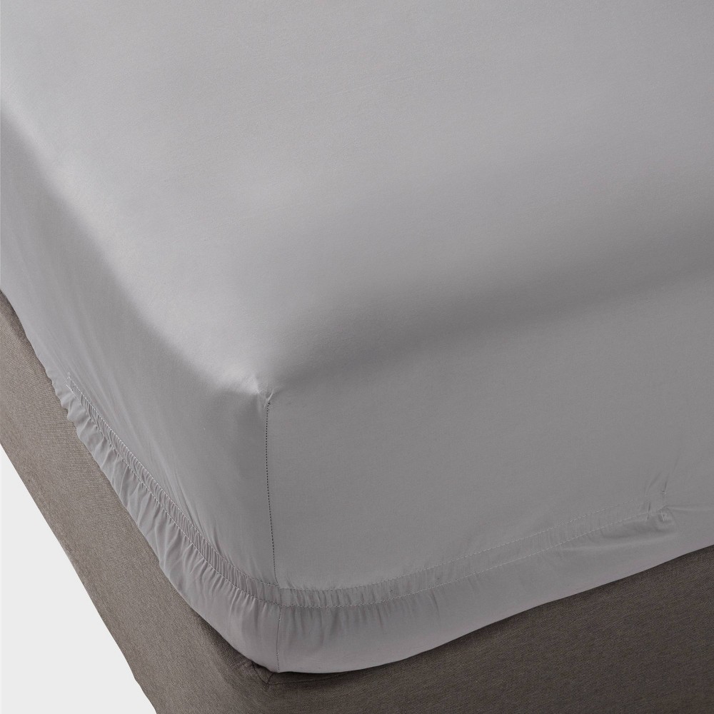 Photos - Bed Linen Queen 400 Thread Count Performance Fitted Sheet Classic Gray - Threshold™: