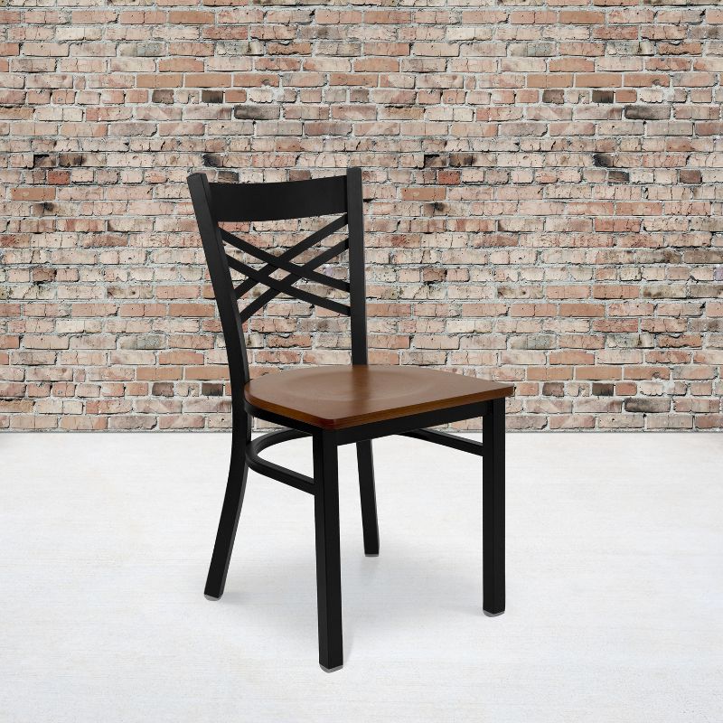 Flash Furniture Black ''X'' Back Metal Restaurant Chair, 3 of 9