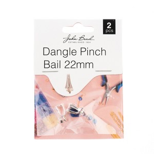 John Bead Must Have Findings Metal Silver 22mm Dangle Pinch Bails for Jewelry Making Findings, 2 Pieces - 1 of 4