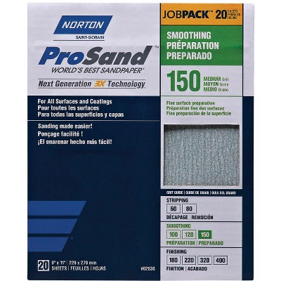 Norton ProSand 11 in. L X 9 in. W 150 Grit Aluminum Oxide Sandpaper 20 pk