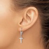 Black Bow Jewelry Polished Hollow Cross Lever Back Earrings in 14k White Gold - 3 of 4