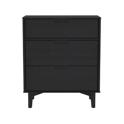 Mid-century Modern Wood 3 Drawer Dresser Black - Saracina Home : Target