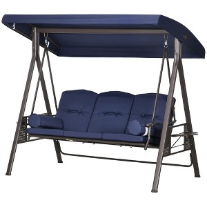Resenkos 3-Seat Swing Set,  Canopy, Garden, Poolside, Comfortable Cushions & Pillows, - 1 of 4
