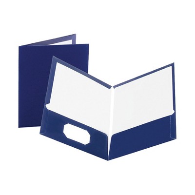 Oxford Laminated Portfolio, Letter, 2-Pocket, Navy, pk of 25