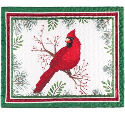 Collections Etc Holiday Cardinal Patchwork Matching Pillow Sham