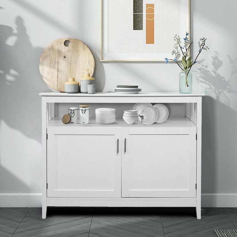 Costway Modern Kitchen Storage Cabinet Buffet Server Table 36" Sideboard Dining Wood White, 2 of 8