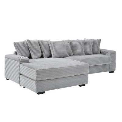 GlasFlength L Shaped Sofas Modern Sofa with Comfortable Seating for Living Room or Lounge Area Gray,111”*22”*33"
