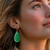 Ross-Simons Carved Jade Floral Drop Earrings With 14kt Yellow Gold - 2 of 3
