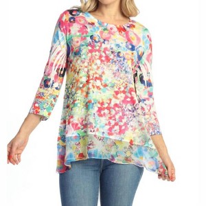 Women's Meadows Print Chiffon Contrast Tunic - Jess & Jane - 1 of 3