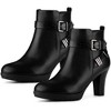 Perphy Women's Platform Side Zip Block Heel Cross Strap Buckle Ankle Boots - 4 of 4