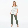 erika Women's Maddie Hi Lo Mixed Media Rosemary Stripe Tee Shirt - 2 of 3