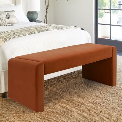 Kaia 47" Velvet Waterfall Upholstered Bench-Maison Boucle