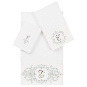 Linum Home Textiles 100% Turkish Cotton MONICA 3PC Embellished Towel Set - 1 of 4