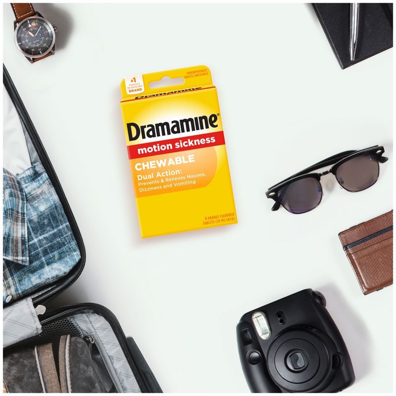 Dramamine Motion Sickness Relief Tablets for Nausea, Dizziness &#38; Vomiting - Orange - 4ct, 3 of 9