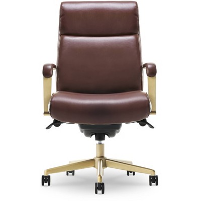 Brown Bonded Leather Ergonomic Executive Office Chair with Lumbar Support