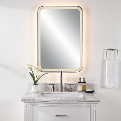 Black 22" x 32" LED Lighted Vanity Mirror