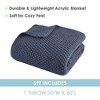 JUJABU 50"x60" Cotton Knit Throw Blanket for Couch, Bed or Chair, Lightweight All-Season Use, Blue - 4 of 4