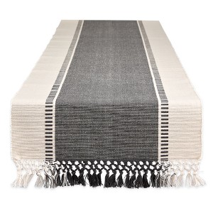 Design Imports  Ribbed Dobby Stripe Table Runner, Mineral Gray, 13X72" - 1 of 4
