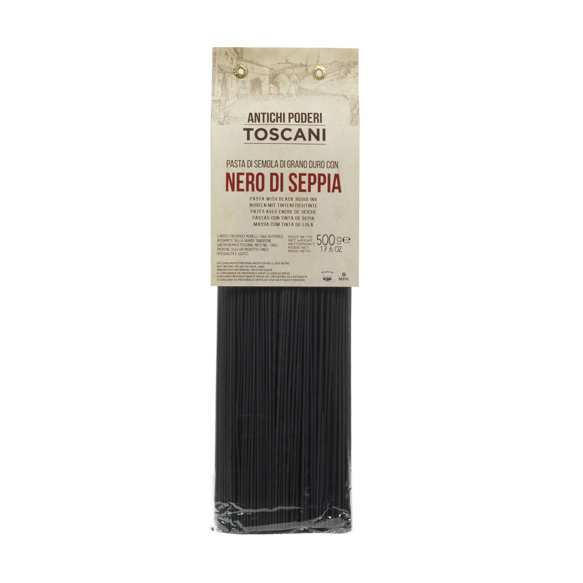Antichi Poderi Toscani Black Squid Ink Spaghetti Pasta 17.6oz/500g Pack of 3