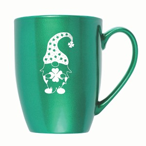 Elanze Designs Gnome With Clover Pattern On Hat 10 ounce New Bone China Coffee Tea Cup Mug, Emerald Green - 1 of 4