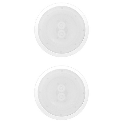 PYLE PWRC82 Dual 400 Watt 8 Inch 2 Way Indoor or Outdoor Waterproof Ceiling Woofer Speaker System with 8 Ohm Impedance, White (2 Pack)