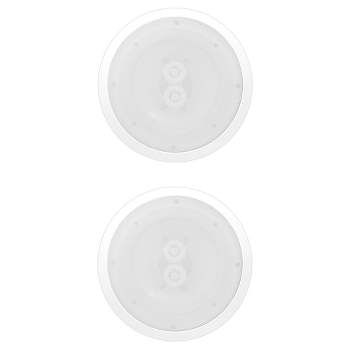 PYLE PWRC82 Dual 400 Watt 8 Inch 2 Way Indoor or Outdoor Waterproof Ceiling Woofer Speaker System with 8 Ohm Impedance, White (2 Pack)