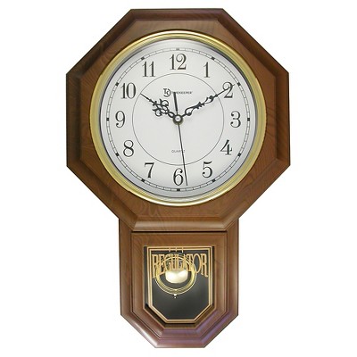 Essex Pendulum Wall Clock Brown/Brass - TimeKeeper