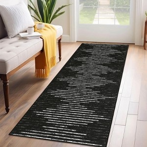 Washable Rugs for Living Room Modern Geometric Striped Area Rug Soft Non-Slip Low Pile Accent Rug - 1 of 4