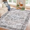 coucheta Oriental Floral Area Rugs, Multi-size Vintage Distressed Washable Low Pile Soft Non-Slip Thin Carpets, for Living Room, Dining, Bedroom - 4 of 4