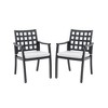 2 Piece Outdoor Patio Arm Chairs with Sunbrella Cushions Weather Resistant Dining or Accent Chairs with Lattice Backrest for Garden-Maison Boucle - 4 of 4
