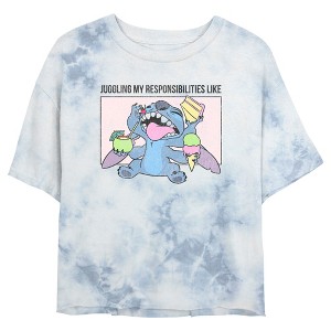 Juniors Womens Lilo & Stitch Juggling my Responsibilities Like Crop T-Shirt - 1 of 3