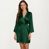 Anna-Kaci Lounge Women's Satin Short Robe with Wrap Front Design and Adjustable Tie Waist in Smooth Lightweight Silky Fabric - 2 of 4