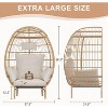 Modern Rattan Egg Chair - Waterproof Outdoor Patio Lounge Chair with Thick Cushion - 2 of 4