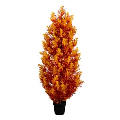 Nearly Natural 4-ft UV Resistant Autumn Artificial Fall Cedar Tree (Indoor/Outdoor)
