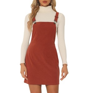 INSPIRE CHIC Women's Adjustable Strap Pinafore Bib Corduroy Overalls Floral Dress - 1 of 4